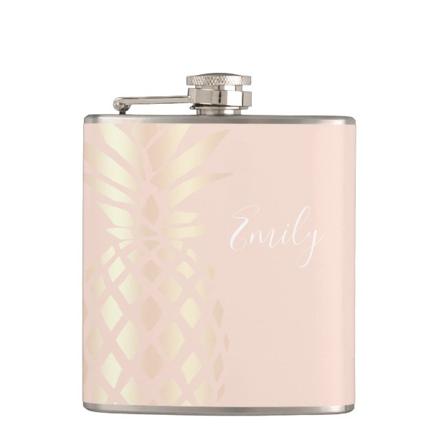 Flasques L'ananas rose d'or de joli en cuivre et rougissent (Devant)