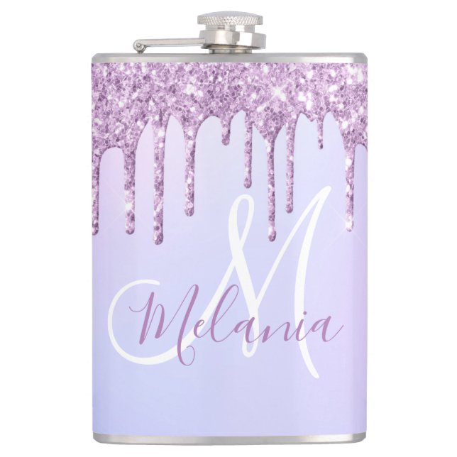 Flasques Lavande à goutte violette métallique personnalisée (Devant)