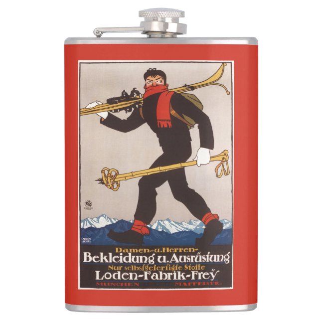 Flasques Le ski de Loden vêtx l'affiche de publicité de ski (Devant)