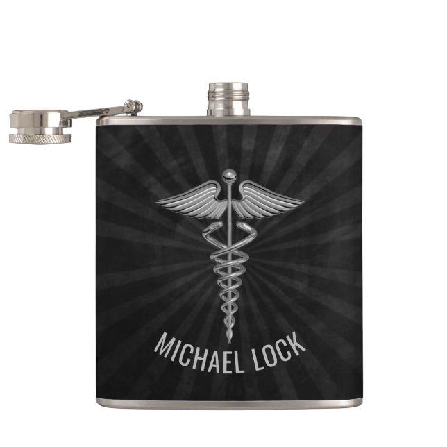 Flasques Le symbole Médicale argenté a personnalisé des (Ouvert)