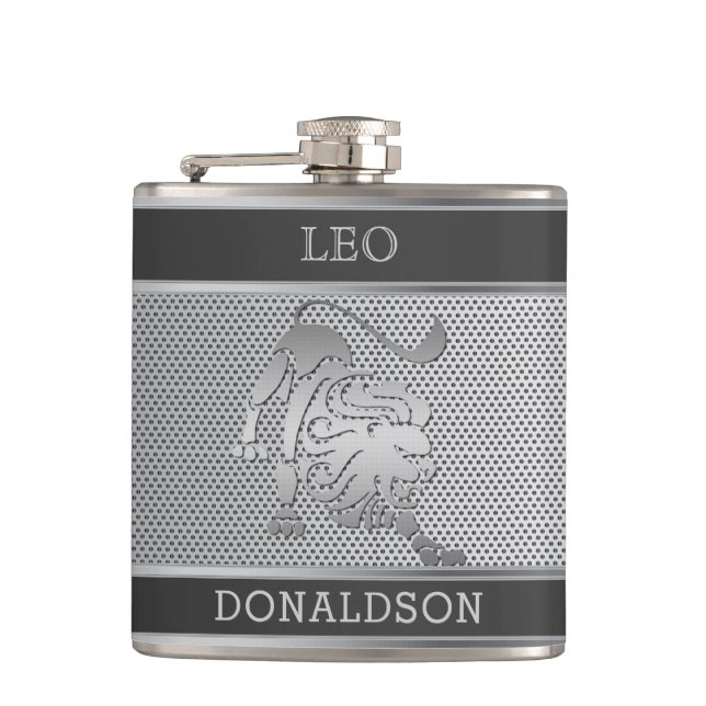 Flasques Leo le lion en maille noire et argent (Devant)
