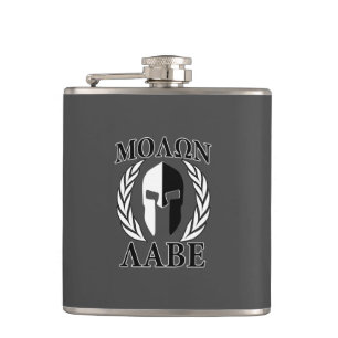 Flasques Les lauriers du Casque spartiate Molon Labe Noir