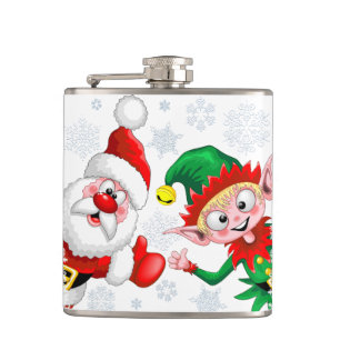 Flasques Les personnages de Noël de père Noël et Elf