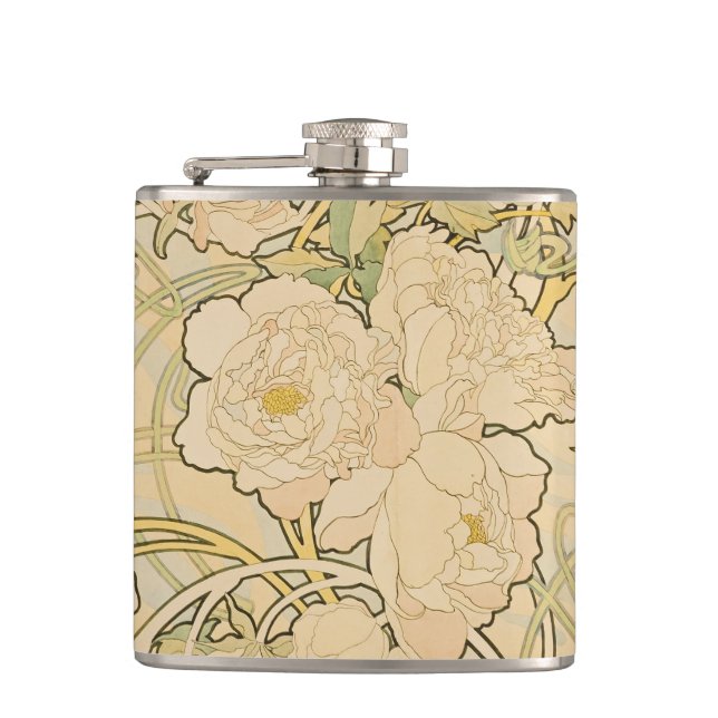 Flasques Les roses de pivoine de pivoines d'Alphonse Mucha (Devant)