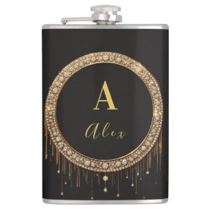 Flasques Lettre de monogramme personnalisée en paillettes n