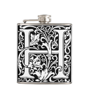 Flasques Lettre H Monogramme médiéval Art Nouveau