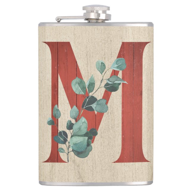 Flasques LETTRE M EN BOIS rustique ET Eucalyptus (Devant)