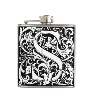 Flasques Lettre S Monogramme médiéval Art Nouveau