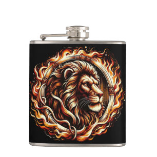 Flasques Lion flamboyant en anneau d'astrologie des flammes