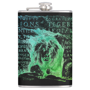 Flasques Lion vert Vintage Majestic Personnaliser Nom Flaco
