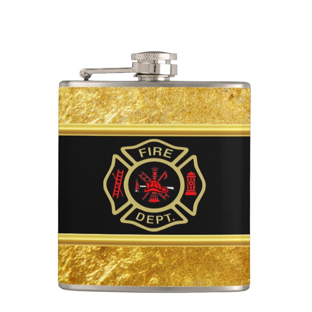 Flasques Logo du service d'incendie Or et insigne arrière o (Devant)
