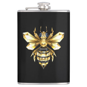 Flasques Logo Faux Gold Foil Bee Polygonal sur Noir