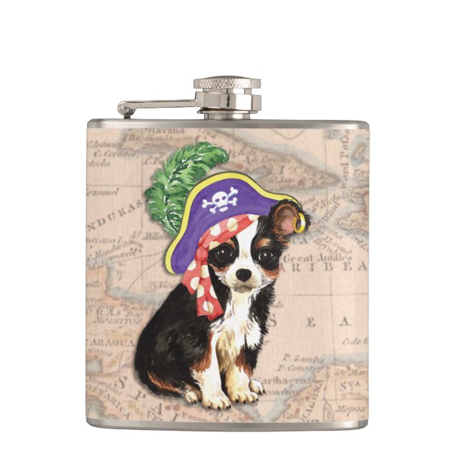 Flasques Long manteau Chihuahua Pirate (Devant)