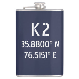 Flasques Longitude de la latitude K2
