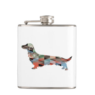 Flasques Longue Haine Dachshund Geo Silhouette Plaid