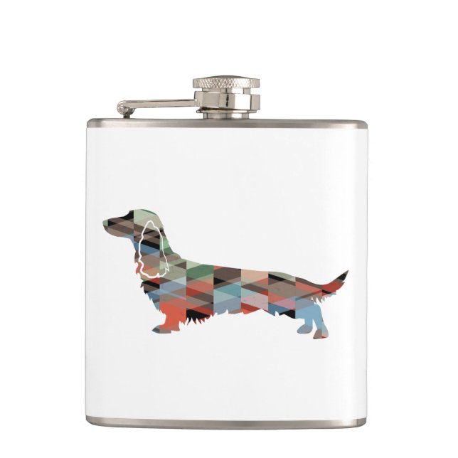 Flasques Longue Haine Dachshund Geo Silhouette Plaid (Devant)