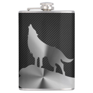 Flasques Loup métallique d'hurlement avec la fibre de