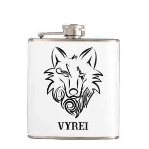 Flasques Loup tribal noir et blanc