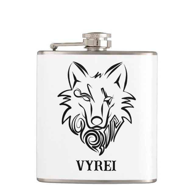 Flasques Loup tribal noir et blanc (Devant)