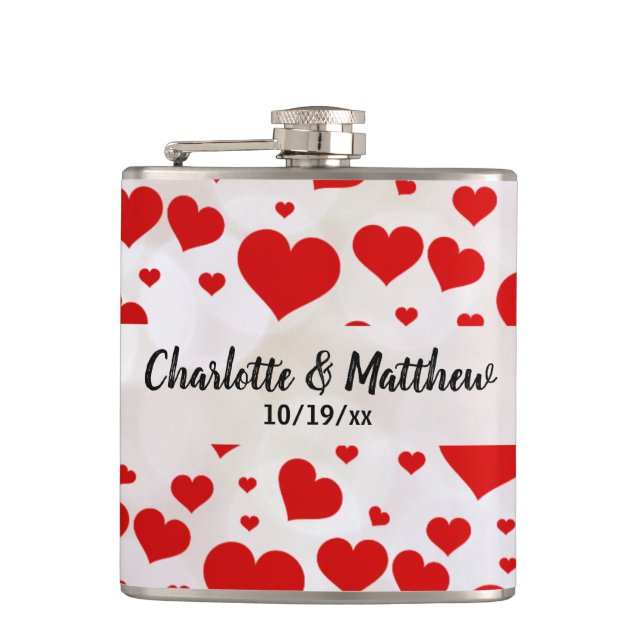 Flasques Love Red Hearts Valentines Day Mariage Anniversair (Devant)