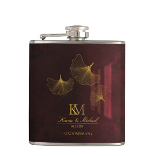 Flasques Lune Romance Groomsman Burgundy ID881