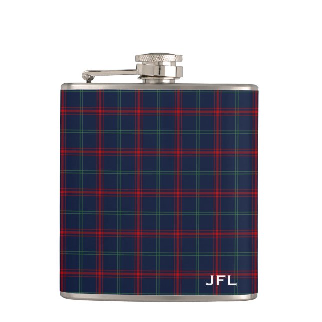 Flasques Lynch Tartan Monogramme Marine bleu Plaid (Devant)