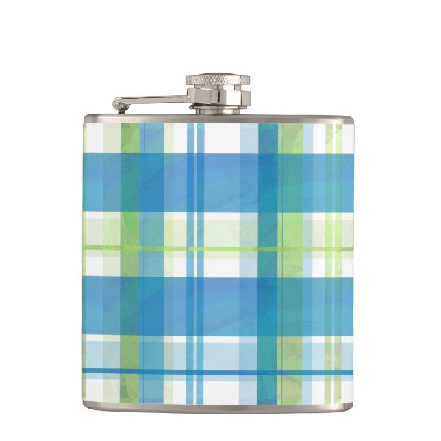 Flasques Madras Plaid Green et Blue (Devant)