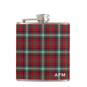Flasques Maguire Tartan Monogramme rouge vif et vert plaid