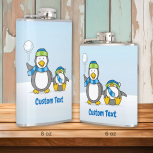 Flasques Manchots qui se lancent des boules de neige flask