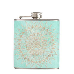 Flasques Mandala de menthe et d'or