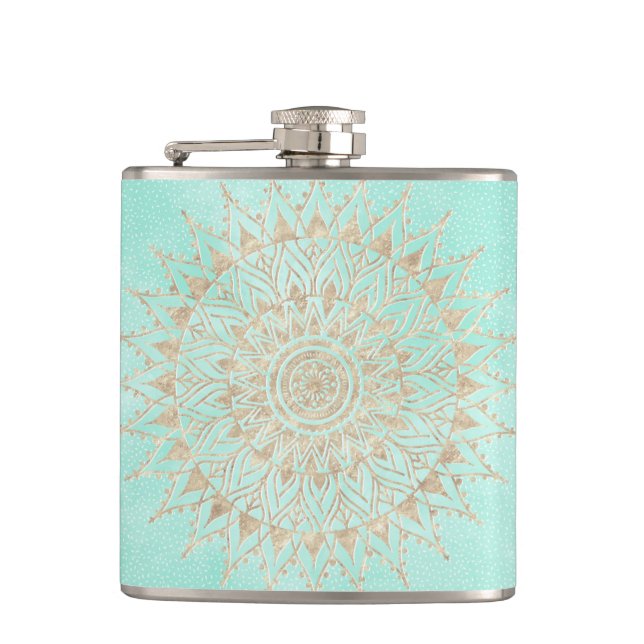 Flasques Mandala de menthe et d'or (Devant)