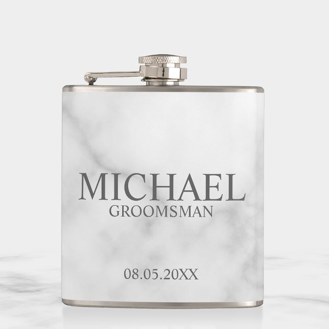 Flasques Marbre blanc élégant Groomsmen personnalisé (Créateur téléchargé)