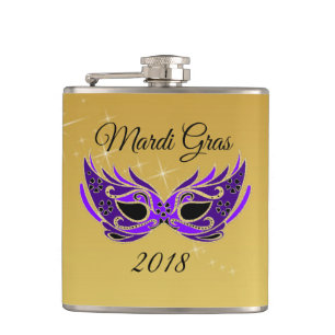 Flasques Mardi Gras 2018 Masque sur Or