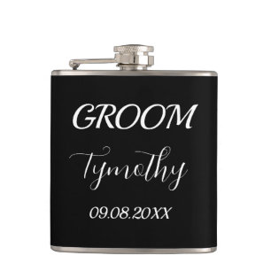 Flasques Mariage cadeau Groom Black Elegant Simple