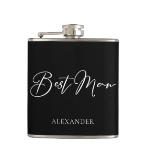 Flasques Mariage chic noir blanc moderne personnalisé témoi