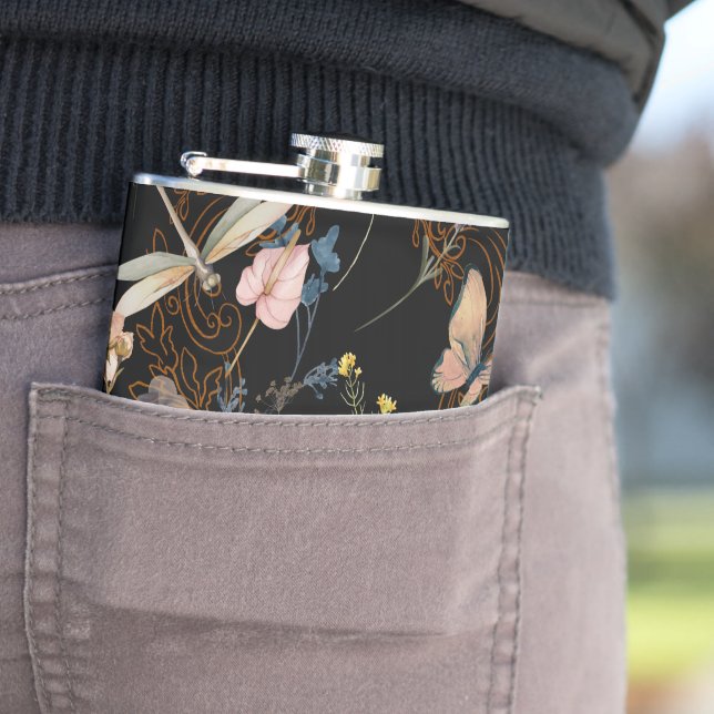 Flasques Mariage de jardin papillon noir (En situation)