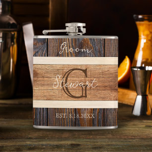 Flasques Mariage de tons rustiques en bois