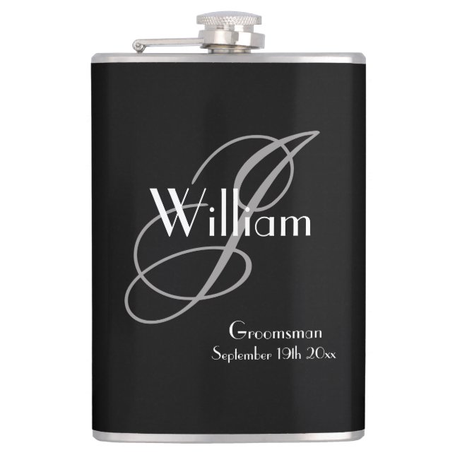 Flasques Mariage Groomsman Cadeau Élégant Monogramme Cool N (Devant)
