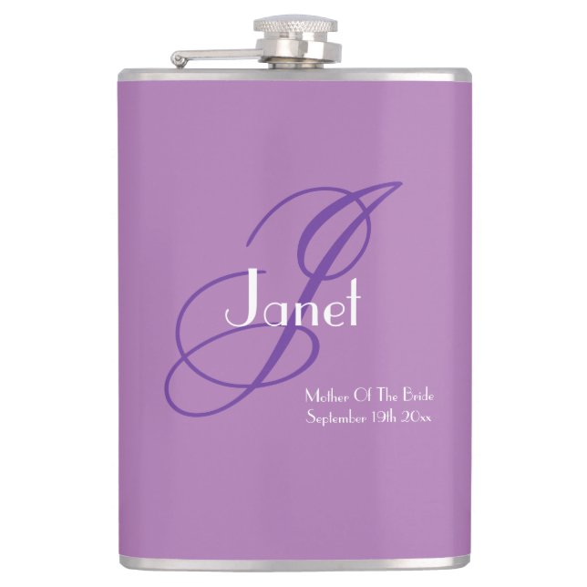 Flasques Mariage Mère De La Mariée Cadeau Cool Monogramme (Devant)