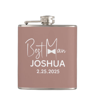 Flasques Mariage personnalisé Best Man Modern Brown