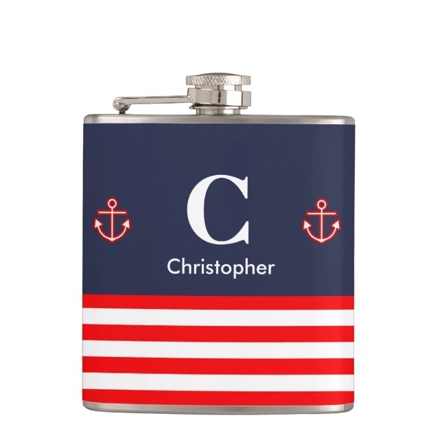 Flasques Marine marine Royal Red White Stripes (Devant)