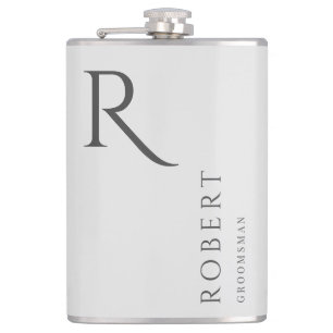 Flasques Masculine gris clair Monogramme Groomsmen Cadeau