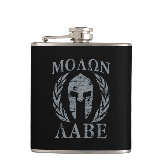 Flasques Masque spartiate grunge de Molon Labe (Devant)