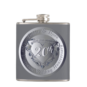 Flasques Médaille du 20e anniversaire du Mariage Platinum