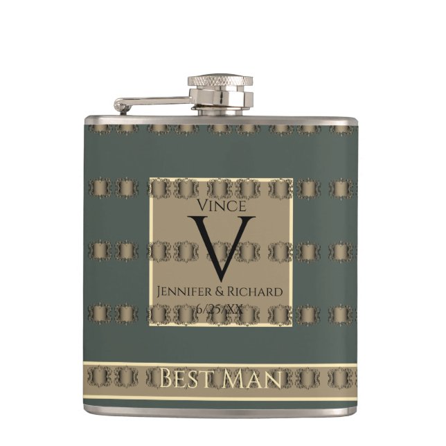 Flasques Meilleur homme Vieux Or & Turquoise Gris Golden Ve (Devant)