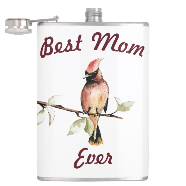 Flasques Meilleure maman Jamais Rouge Cardinal Flask (Ouvert)