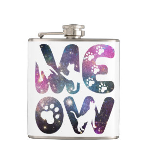 Flasques Meow - Cute Cat Silhouettes et Empreintes de patte
