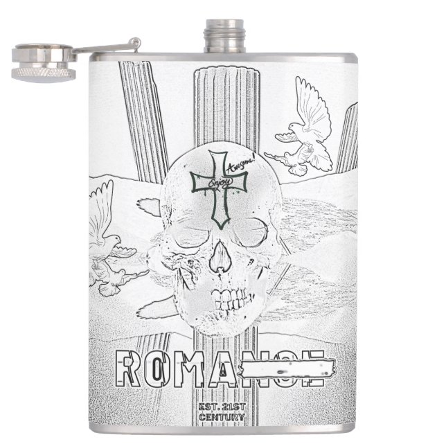 Flasques Mikitiez Dreamer crâne tatto arc-en-ciel rocher ro (Ouvert)