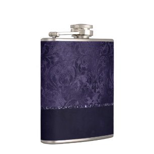 Flasques Minuit Indigo Romance Satiny Grunge Damask