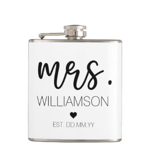 Flasques Mme Elegant Nom personnalisé Mariage Nouveau cadea